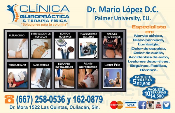 Clínica Quiropráctica y Terapia Física. Dr. Mario López Egusquiza, D.C. Médico Quiropráctico en Culi